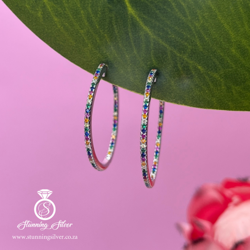 Thin Multicoloured Hoop Earrings