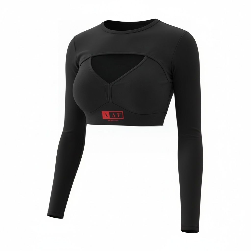 Sports Bra and Long Sleeve Black Combo
