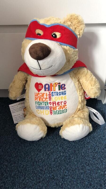 Heart warriors- Personalised Superhero Bear (Includes Postage) 