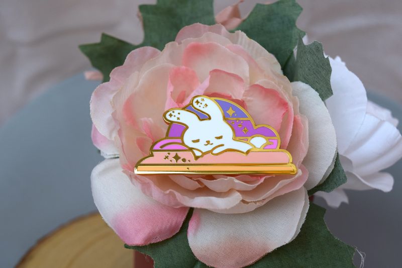 Sleepy Pastel Bunny Enamel Pin