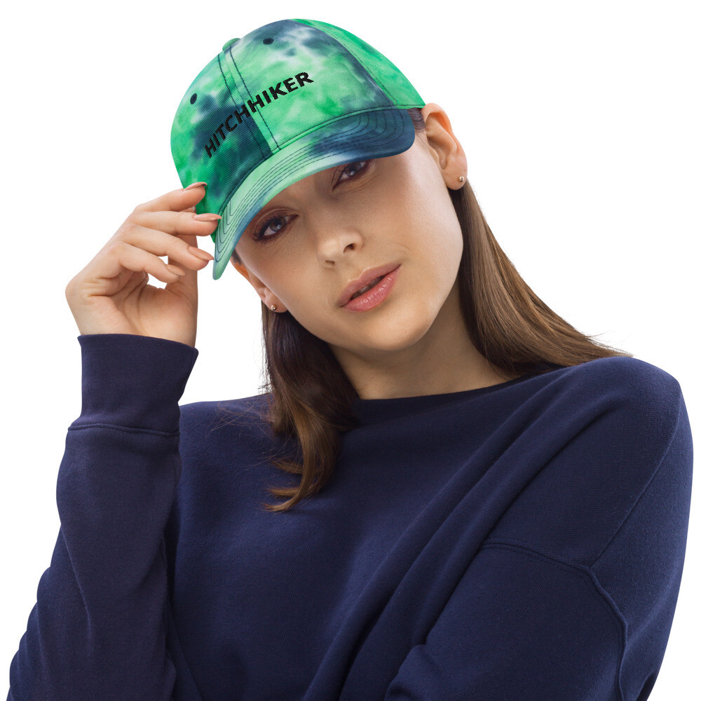 Tie dye hat for hitchhiking to the fun places