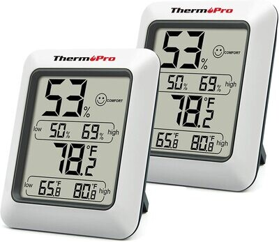 ThermoPro TP50 2 Pieces Digital Hygrometer Indoor Thermometer Room Thermometer and Humidity Gauge with Temperature Humidity Mon