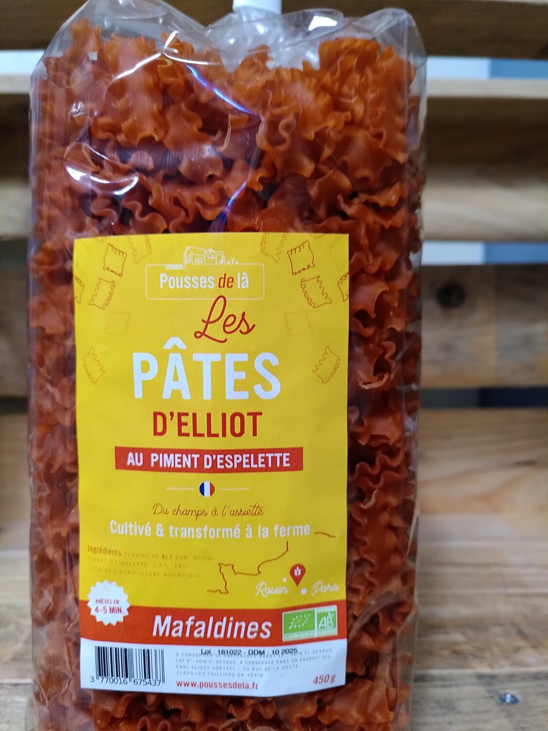 Pâtes MAFALDINES au PIMENT D&#39;ESPELETTE BIO 450g