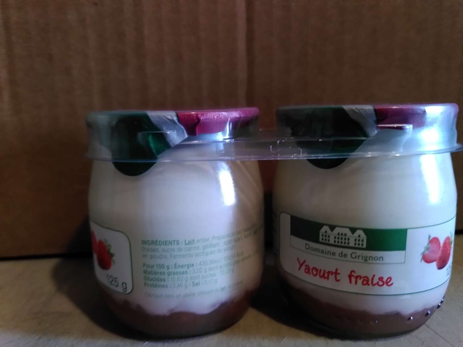 Yaourt fraise 2 pots de verre - 250g