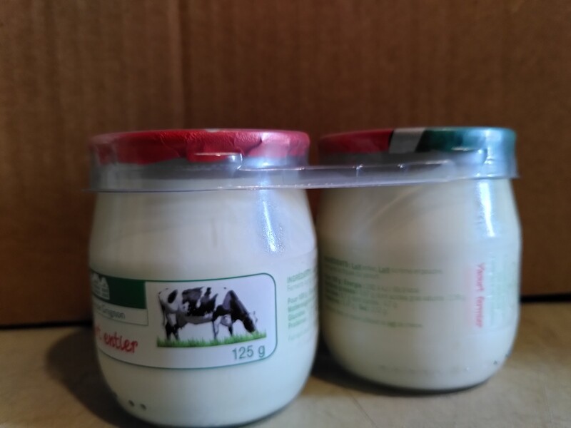 Yaourt nature 2 pots de verre - 250g
