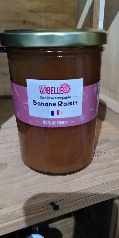 Confiture Banane Raisin 80% fruit 485g