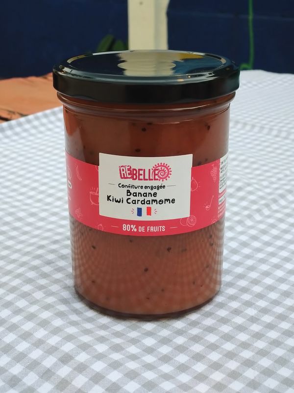 Confiture Kiwi Banane Cardamone 80% fruit 485g