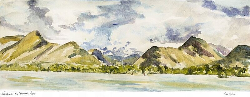 The Western Derwent Fells watercolour no.9  . Print . 00041 .73x29cm