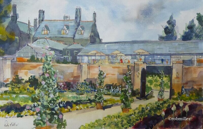 Lingholm Kitchen viewed from the walled Garden . Print . 00049 . 393x550mm