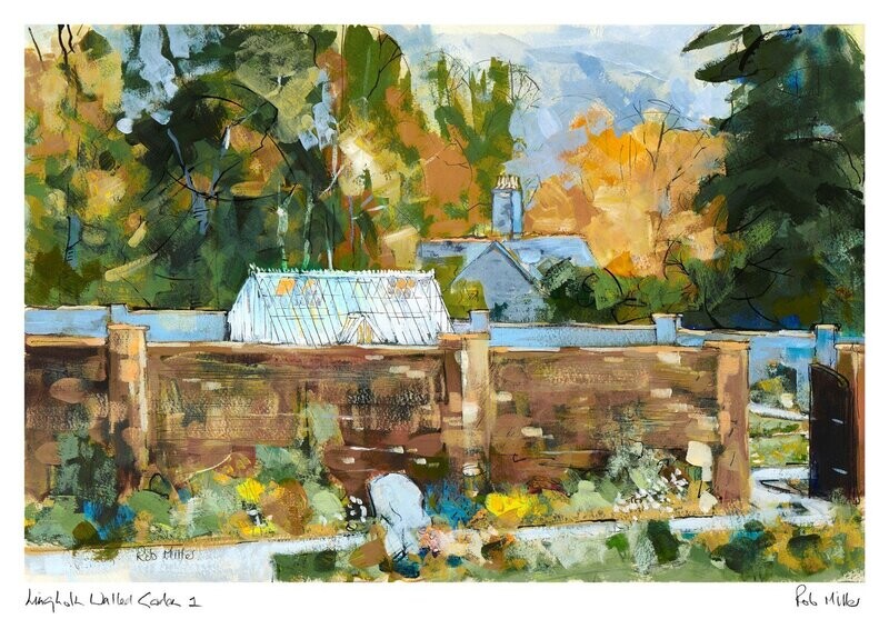 Lingholm walled Garden 1 . Towards Rose Trees . Print . 00051 . 395x550mm