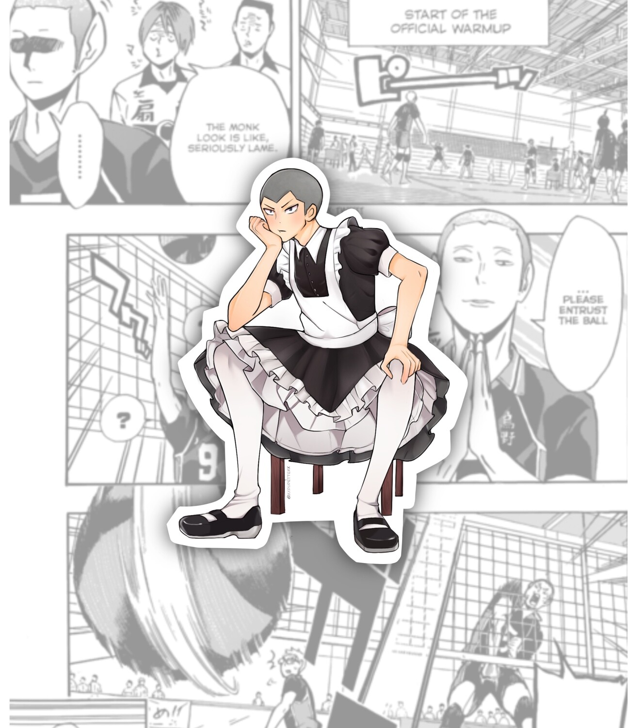 HAIKYUU!! Maid Tanaka Die Cut Sticker