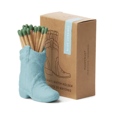 2205 Paddywax Cowboy Boot Match Holder Blue