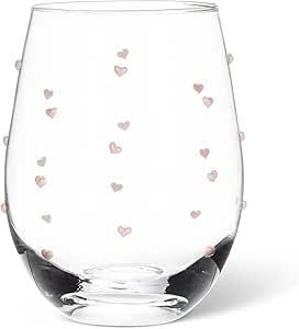 3127 Abbott Pink Hearts Stemless Wine Glass 