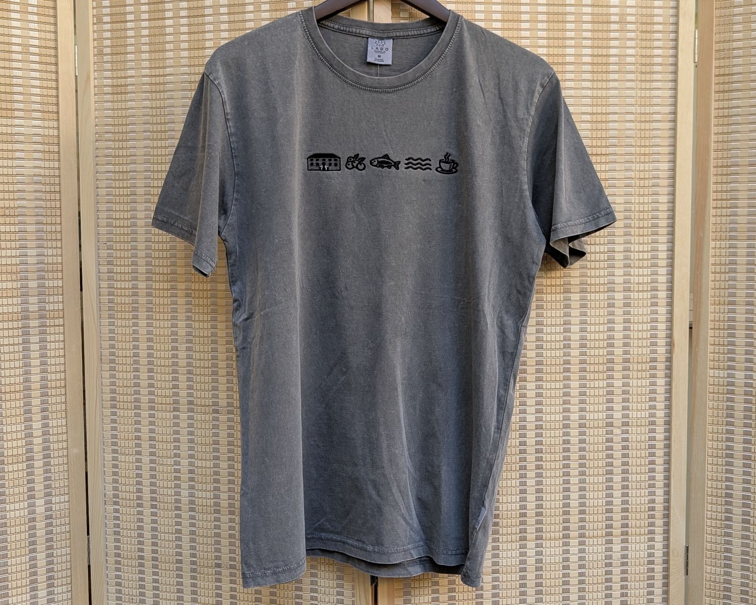 Light Grey Fort Embroidered Acid Wash T-Shirt
