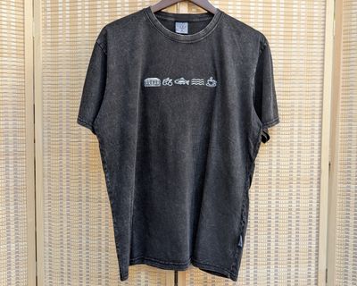 Black Fort Embroidered Acid Wash T-Shirt