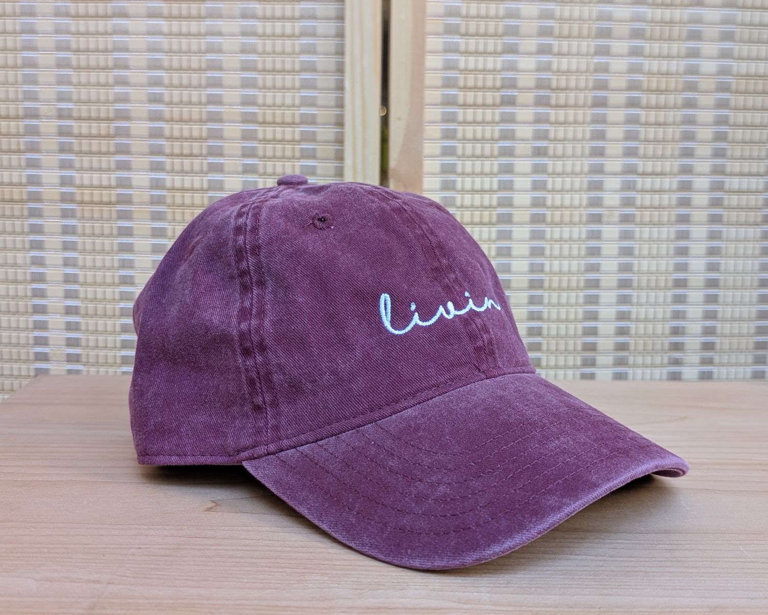 584 LIVIN Maroon Acid Wash Cap