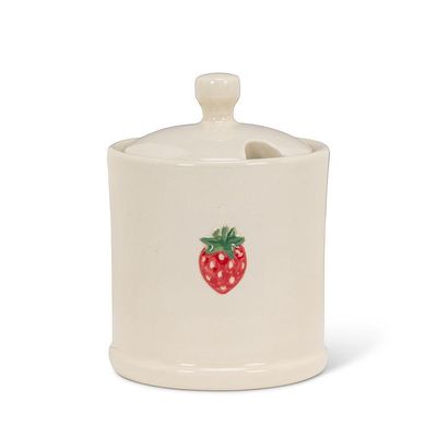 Strawberry On Covered Jam Jar