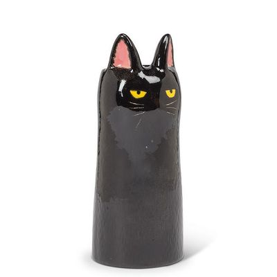 154 Abbott Black Skinny Cat Vase
