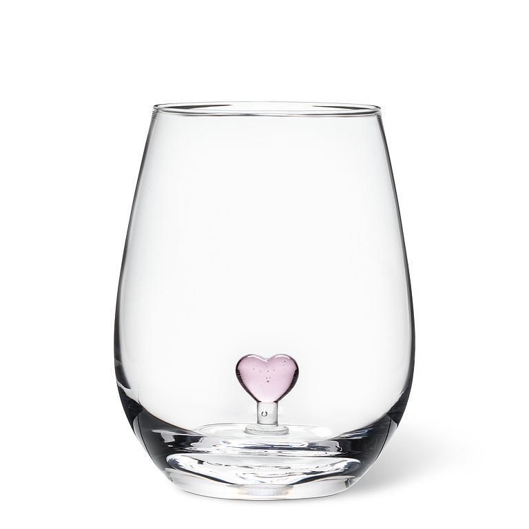 167 Abbott Pink Heart Stemless Wine Glass