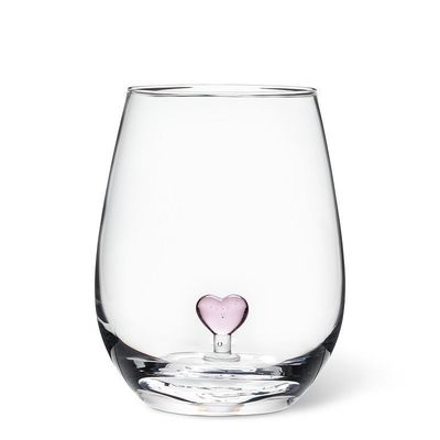 167 Abbott Pink Heart Stemless Wine Glass