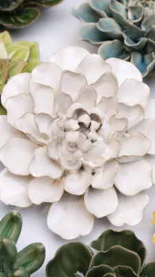Ivory European Water Lily Ceramic Flower