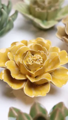 Burnt Yellow Rose Ceramic Flower