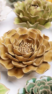 Caramel Charm Peony Ceramic Flower
