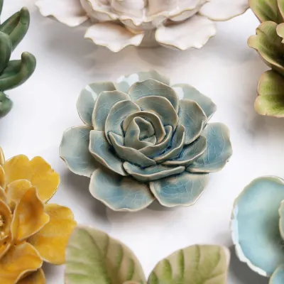 Powder Blue Amandine Ranunculus Ceramic Flower