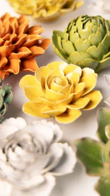 Burnt Yellow Begonia Ceramic Flower