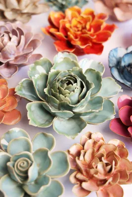 Milk Tea Camellia Ceramic Flower