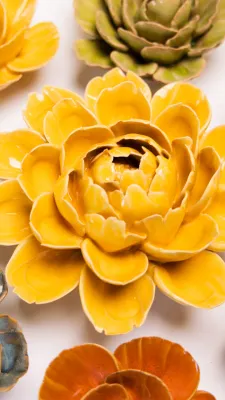 484 Chive Burnt Yellow Empire Cabbage Ceramic Flower
