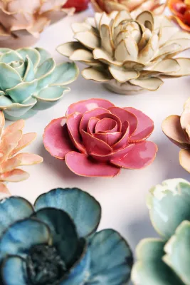 Blush Pink Elegance Ranunculus Ceramic Flower
