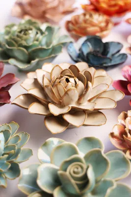 Oatmeal Starbrite Water Lily Ceramic Flower