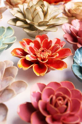Orange Yellow Paris Daisy Ceramic Flower
