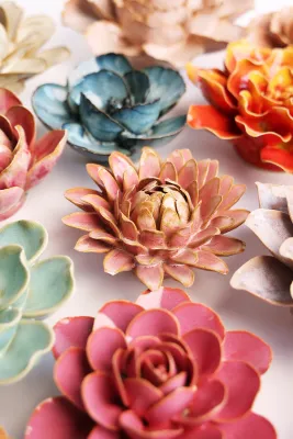 Rose Quartz Pink Strawflower Ceramic Flower