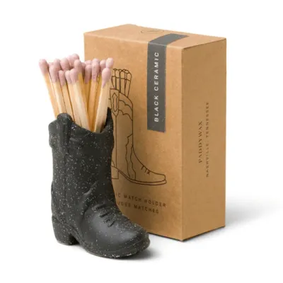 2206 Paddywax Cowboy Boot Match Holder Black