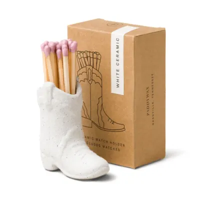 2207 Paddywax Cowboy Boot Match Holder White
