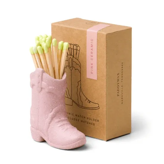 Pink Cowboy Boot Match Holder