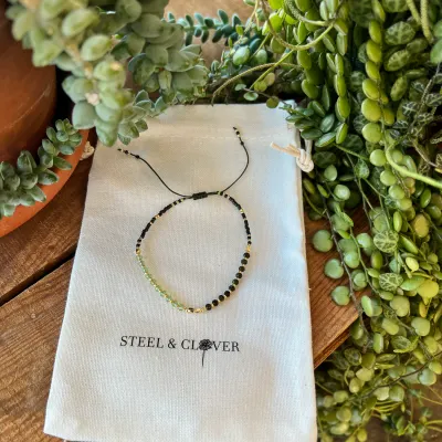 907 Steel &amp; Clover Berwyn Mini Bead Bracelet - Green