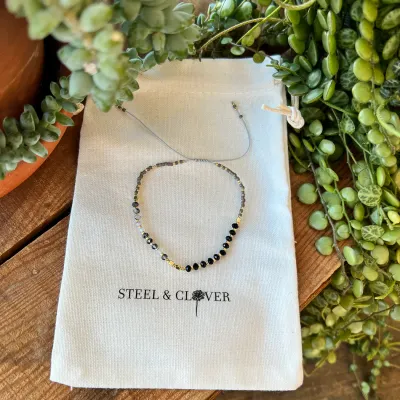 908 Steel &amp; Clover Berwyn Mini Bead Bracelet - Grey