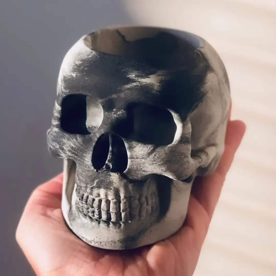 Smoke Concrete Skull Planter