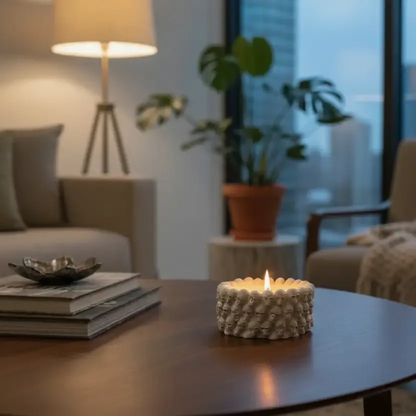 778 Wind + Willow Co.  Catacomb Tea Light Holder - Natural Concrete
