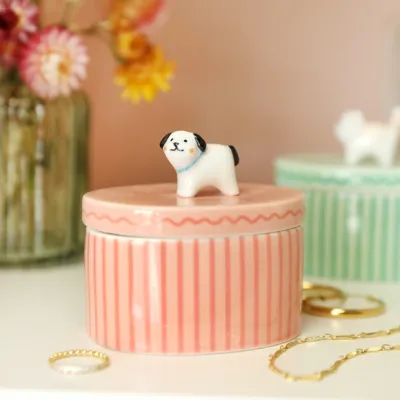 907 Lisa Angel Pink Oval Dog Trinket Pot