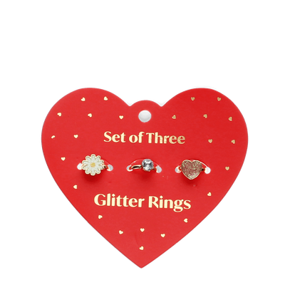 Heart &amp; Flower Glitter Rings