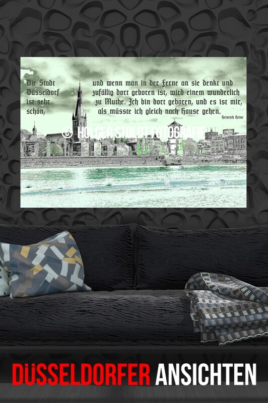 ALTSTADT ANSICHT GRÜN MIT HEINESPRUCH 3:2