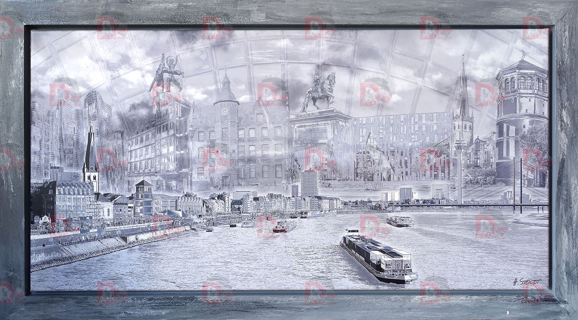 Composing Panorama mit Hintergrund, grau, gerahmt