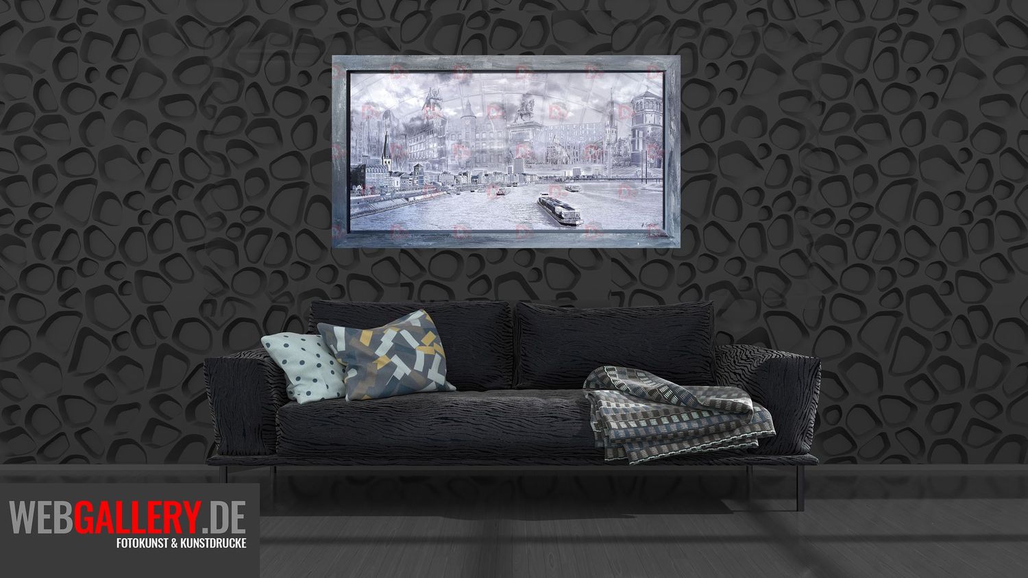 Composing Panorama mit Hintergrund, grau, gerahmt