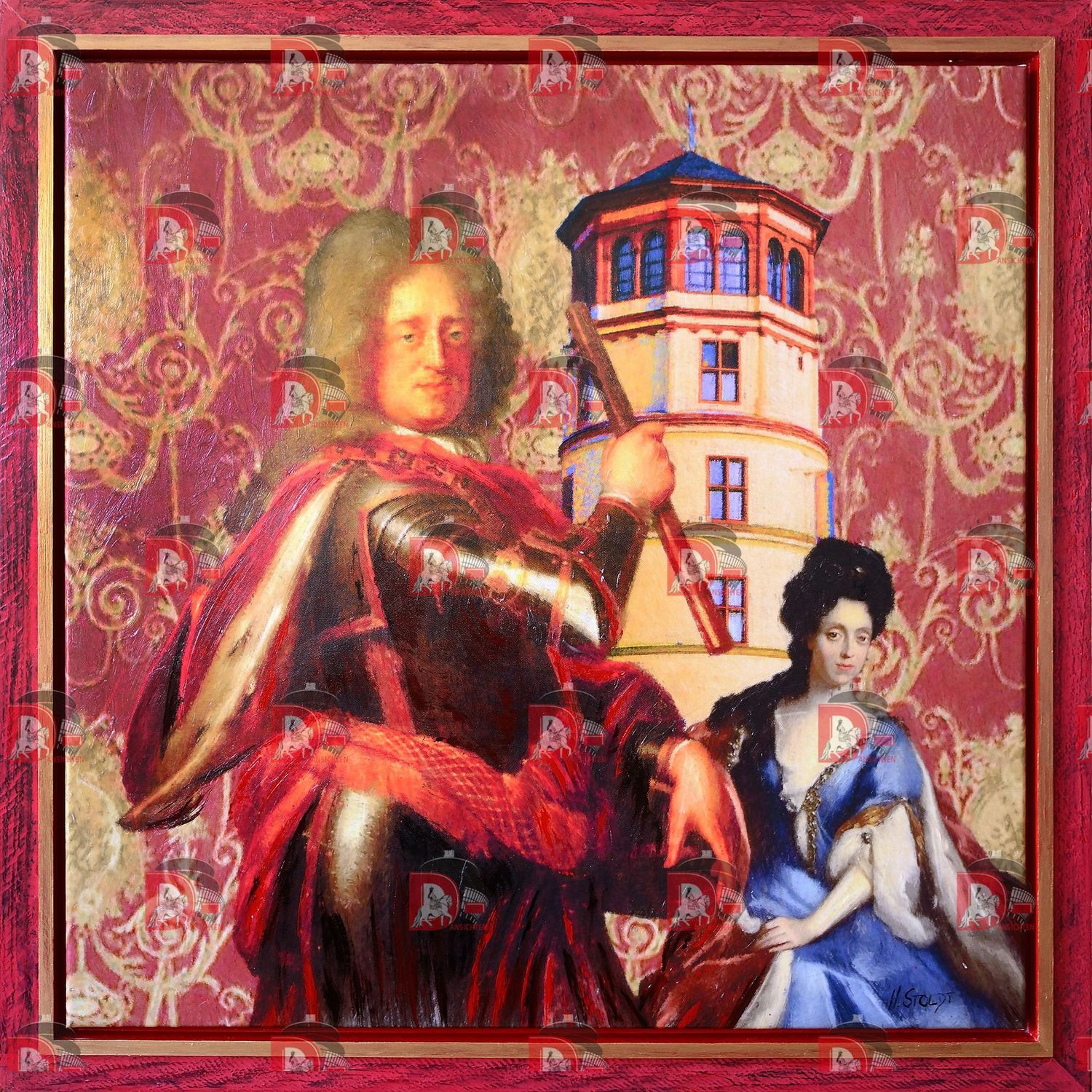 Jan Wellem mit Medici, gerahmt