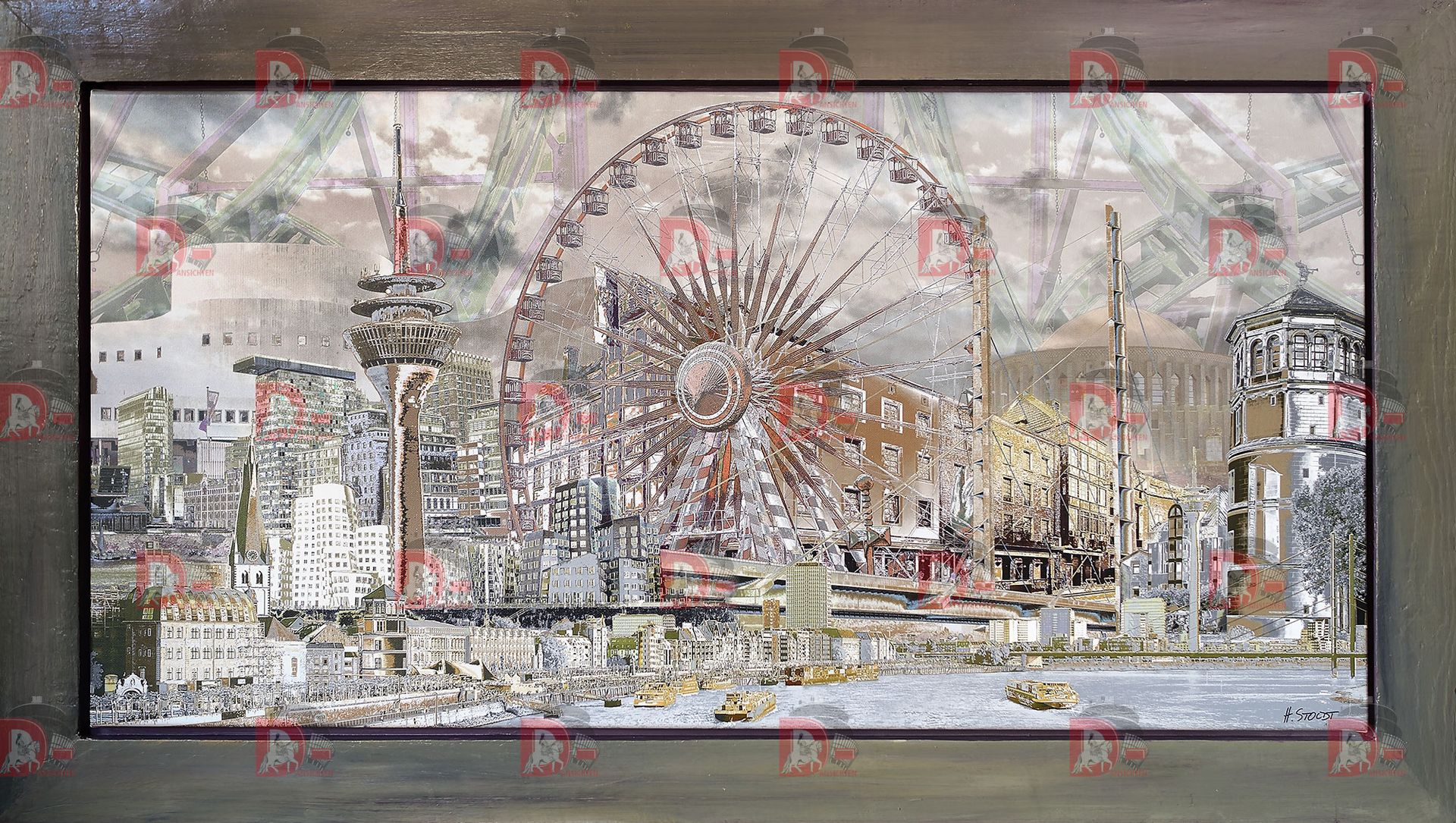 Composing mit Riesenrad, braun, gerahmt