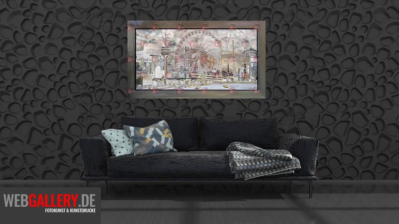 Composing mit Riesenrad, braun, gerahmt Composing mit Riesenrad, braun, gerahmt